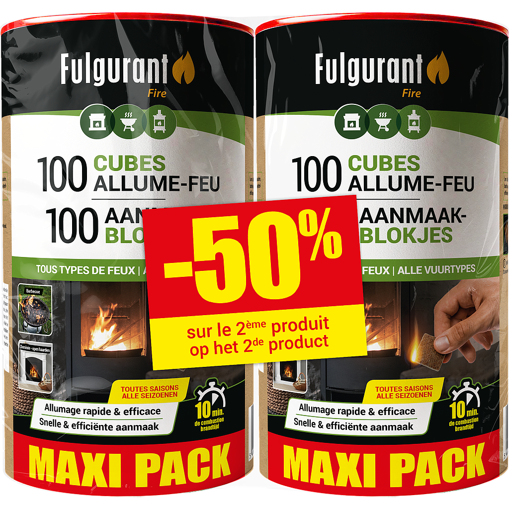 FULGURANT FIRE - DUO PACK -50% - 100 cubes allume-feu